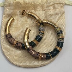 Gas Bijoux Wrapped Gold Hoop Earrings St Tropez Signed SO CUTE